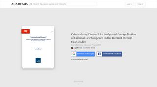 
                            10. Criminalising Dissent? An Analysis of the Application of Criminal ...