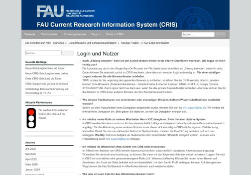 
                            3. CRIS - Forschungsinformationssystem der FAU | FAQ: Login und Nutzer