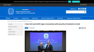 
                            7. Crisis Unit and LUISS sign a Convention with security of students in ...