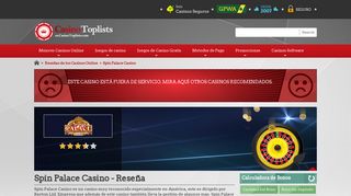 
                            11. Crítica del Casino Spin Palace | CasinoTopLists.com