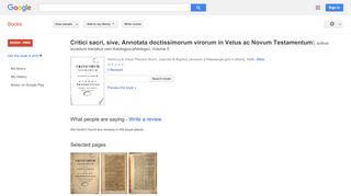 
                            10. Critici sacri, sive, Annotata doctissimorum virorum in Vetus ac ...