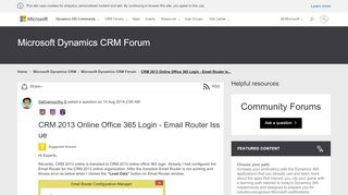 
                            13. CRM 2013 Online Office 365 Login - Email Router Issue - Microsoft ...