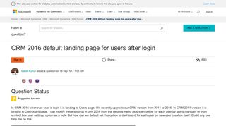 
                            3. CRM 2016 default landing page for users after login - Microsoft ...