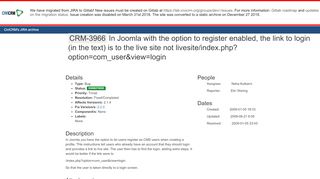 
                            8. [CRM-3966] In Joomla with the option to register enabled, the link to ...