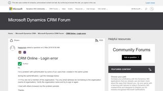
                            5. CRM Online - Login error - Microsoft Dynamics CRM Forum ...