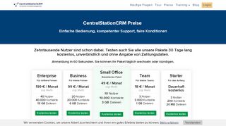 
                            3. CRM Paket auswählen und anmelden - CentralStationCRM