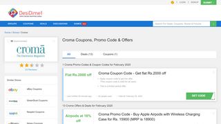 
                            9. Croma Coupons, Promo code, Offers & Deals - UPTO 100% OFF ...