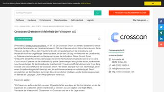 
                            5. Crosscan übernimmt Mehrheit der Vitracom AG - crosscan GmbH ...