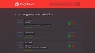 
                            12. crossfire.gameclub.com passwords - BugMeNot