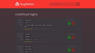 
                            10. crossfire.ph passwords - BugMeNot