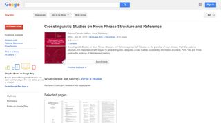 
                            8. Crosslinguistic Studies on Noun Phrase Structure and Reference