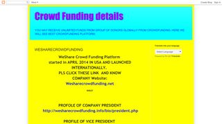 
                            6. Crowd Funding details: WESHARECROWDFUNDING