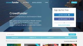 
                            10. Crowdfunder: Crowdfunding Investments For Startups - Over $200MM ...