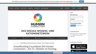 
                            9. Crowdfunding-Countdown bei Human Connection – Am 31. Oktober ...