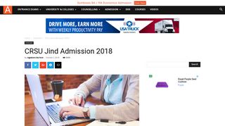 
                            10. CRSU Jind Admission 2018 | AglaSem Admission
