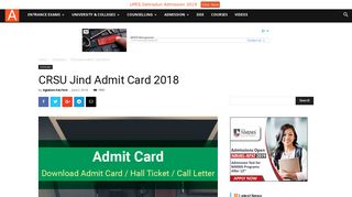 
                            9. CRSU Jind Admit Card 2018 | AglaSem Admission