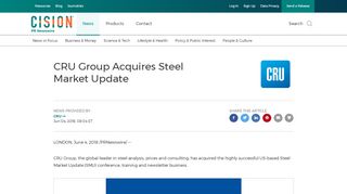 
                            9. CRU Group Acquires Steel Market Update - PR Newswire
