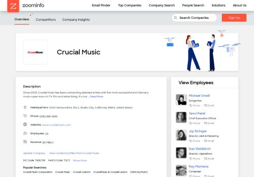 
                            5. Crucial Music Corporation | ZoomInfo.com
