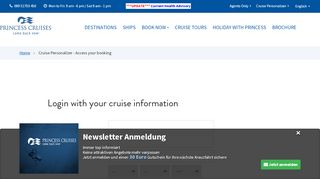 
                            4. Cruise Personalizer - Access your booking - Princess Cruises