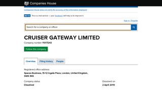 
                            4. CRUISER GATEWAY LIMITED - Overview (free company ...