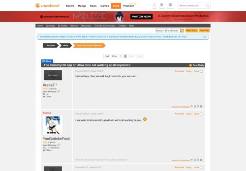 
                            7. Crunchyroll - Forum - The Crunchyroll app on Xbox One not working ...