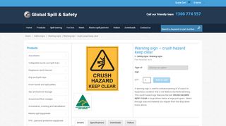 
                            9. Crush hazard sign - Australian made by Global Spill Control