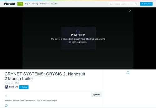 
                            5. CRYNET SYSTEMS: CRYSIS 2, Nanosuit 2 launch trailer on Vimeo