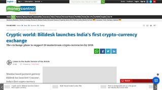 
                            9. Cryptic world: Billdesk launches India's first crypto-currency exchange ...