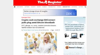 
                            12. Crypto-cash exchange BitConnect pulls plug amid Bitcoin bloodbath ...