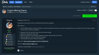 
                            8. Crypto Mining Game - Other Websites - Stake Community