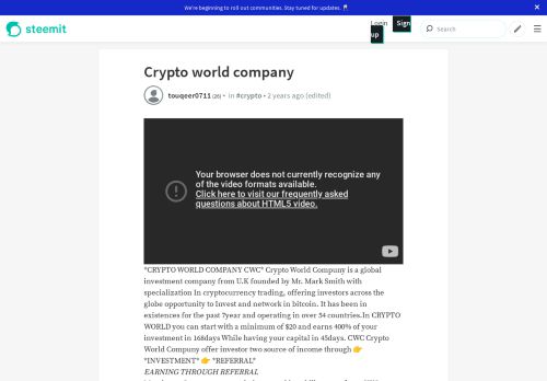 
                            9. Crypto world company — Steemit