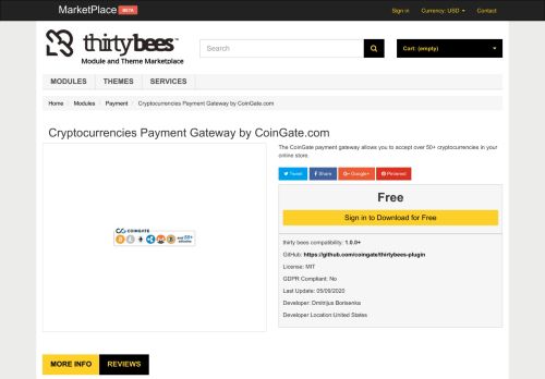 
                            8. Cryptocurrencies Payment Gateway by CoinGate.com - thirty bees ...