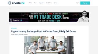 
                            11. Cryptocurrency Exchange Liqui.io Closes Down, Likely Exit Scam ...