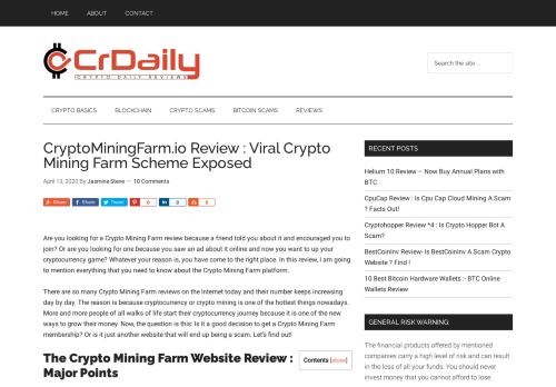 
                            6. CryptoMiningFarm.io Review : Viral Crypto Mining Farm Scam! - CrDaily