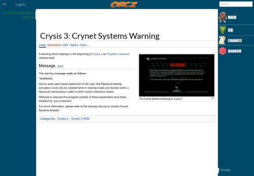 
                            4. Crysis 3: Crynet Systems Warning - Orcz.com, The Video Games Wiki