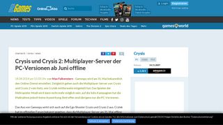 
                            11. Crysis und Crysis 2: Multiplayer-Server der PC-Versionen ab Juni offline
