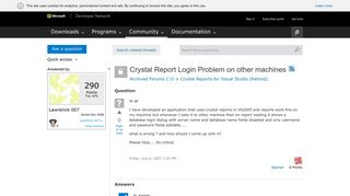 
                            6. Crystal Report Login Problem on other machines - MSDN - Microsoft