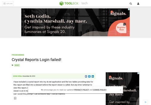 
                            13. Crystal Reports Login failed! - IT Toolbox