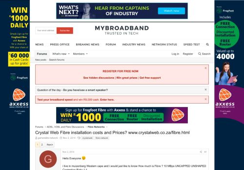 
                            5. Crystal Web Fibre installation costs and Prices? www.crystalweb.co ...