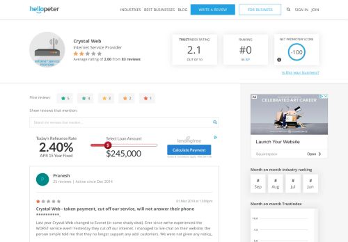 
                            2. Crystal Web Reviews | Contact Crystal Web - Internet Service Provider ...