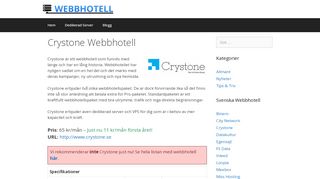 
                            3. Crystone - Recensioner och specifikationer på webbhotellet