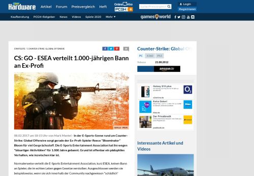 
                            13. CS: GO - ESEA verteilt 1.000-jährigen Bann an Ex-Profi