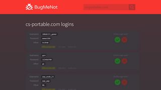 
                            1. cs-portable.com passwords - BugMeNot