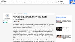 
                            11. CS wants file tracking system made operational | Peshawar ...