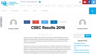 
                            1. CSEC Results 2016 | Caribbean Examinations Council