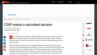 
                            10. CSIR makes a calculated decision | ITWeb