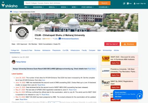 
                            10. CSJM - Chhatrapati Shahu Ji Maharaj University, Kanpur - Courses ...