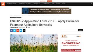 
                            3. CSKHPKV Application Form 2019 – Apply Online for Palampur ...