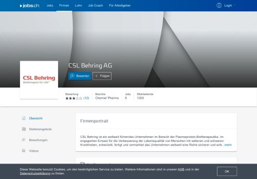 
                            7. CSL Behring AG - 72 Stellenangebote auf jobs.ch