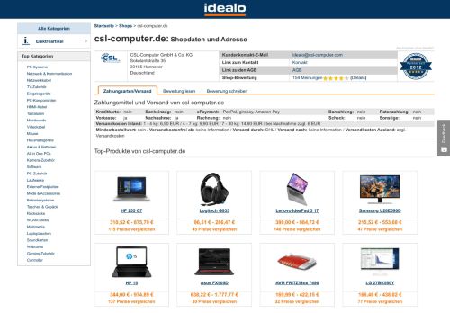 
                            2. csl-computer.de Online-Shop aus Hannover: Daten, Bewertungen und ...